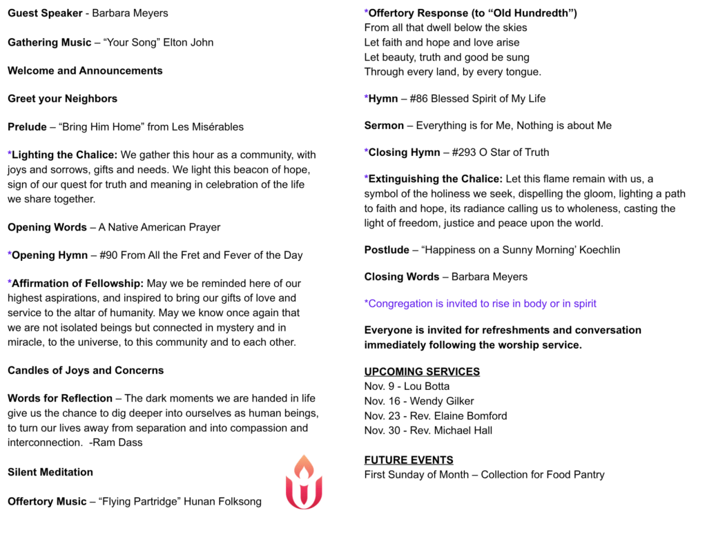 KUUF Order of Service