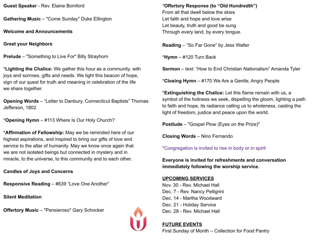 UUF Order of Service