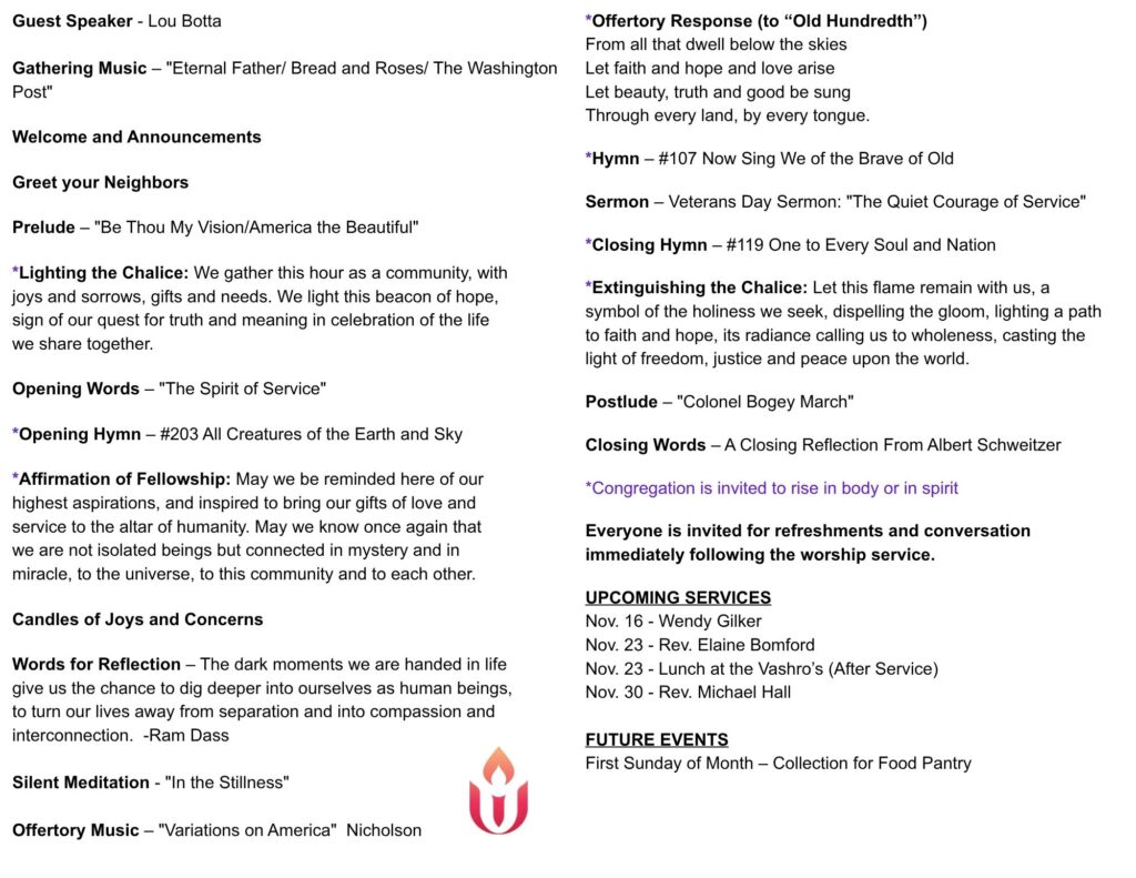 KUUF Order of Service