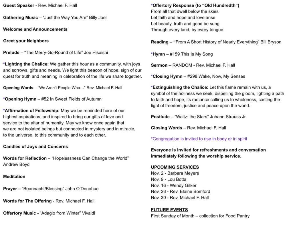 Sunday Order of Service