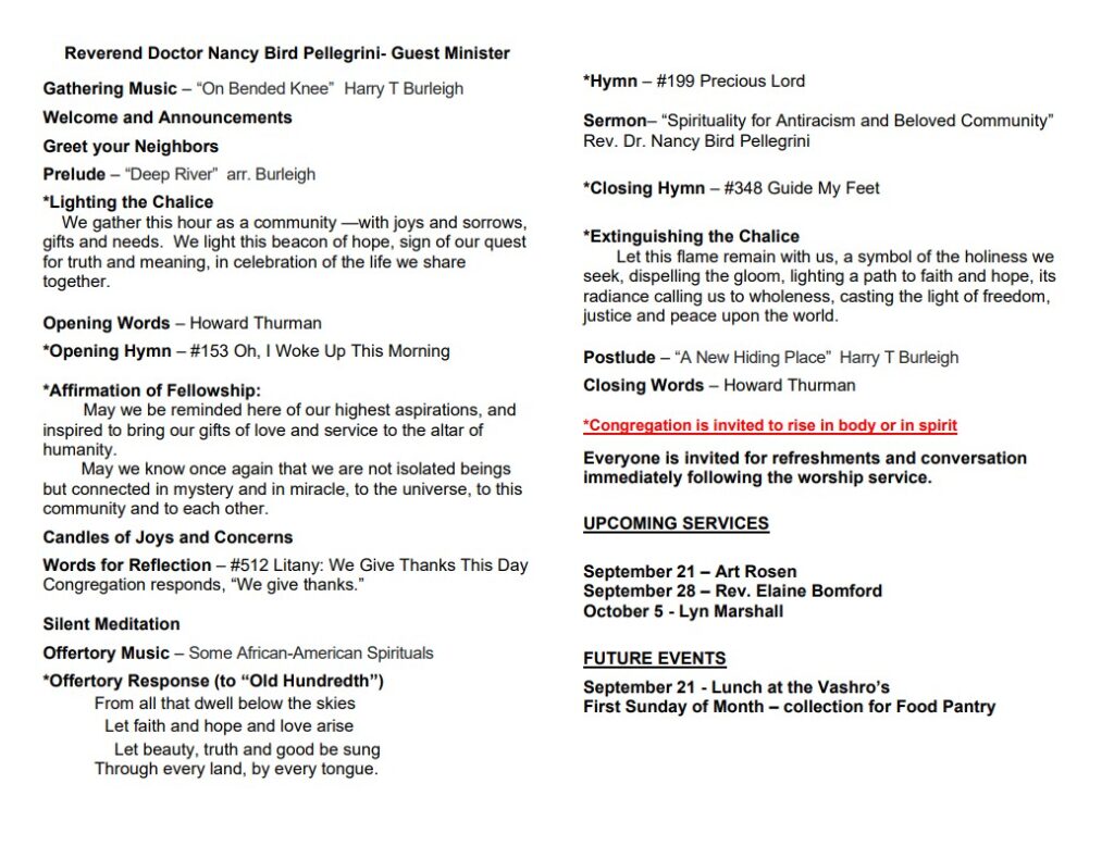 September 14 Order of Service