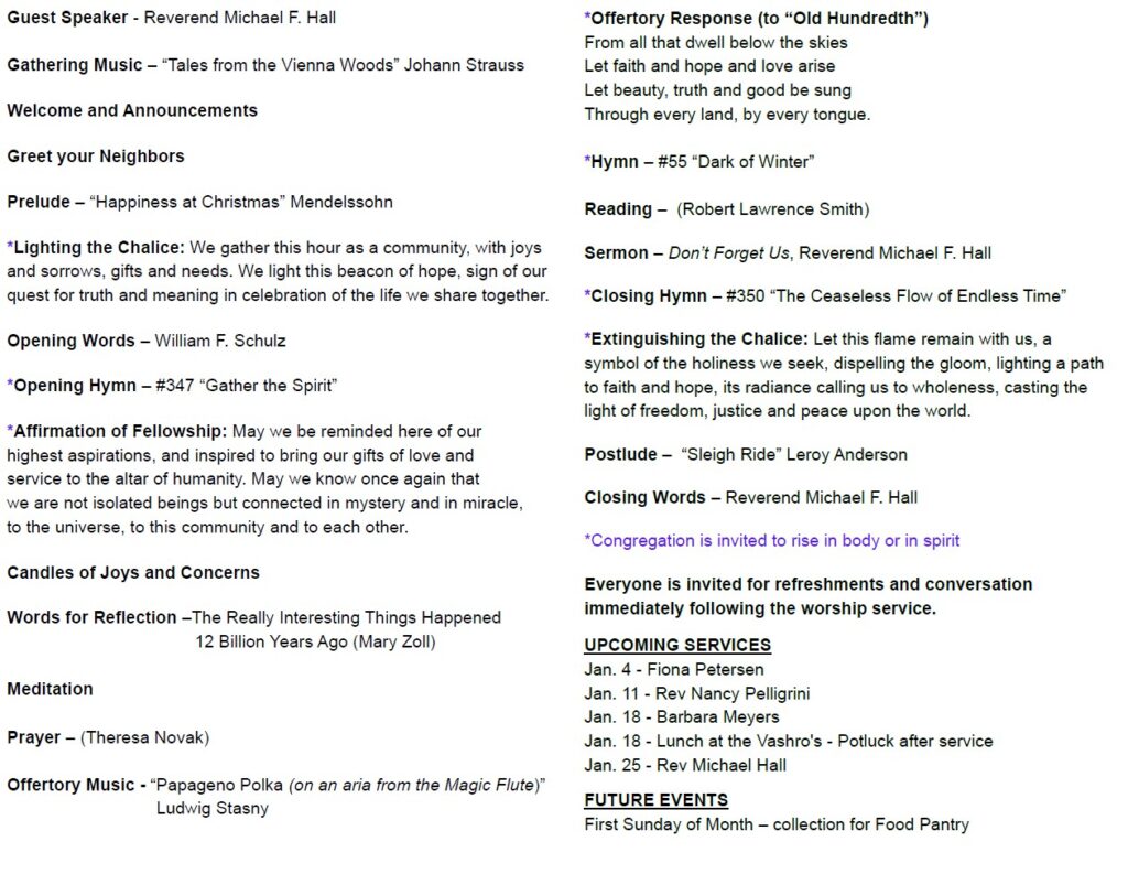 KUUF Order of Service