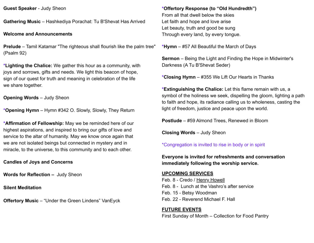 KUUF Order of Service