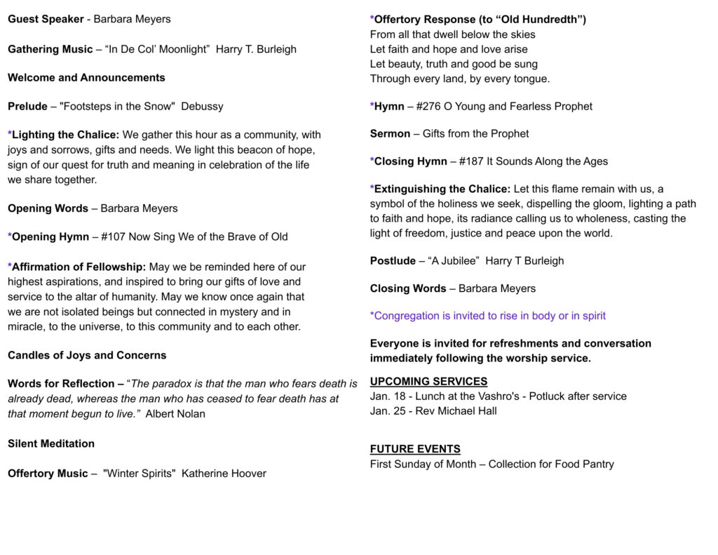 KUUF Order of Service