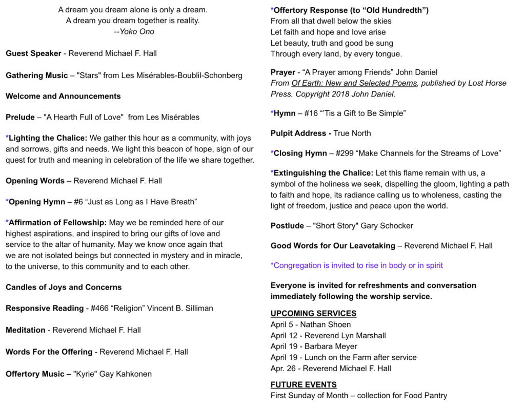 KUUF Order of Service