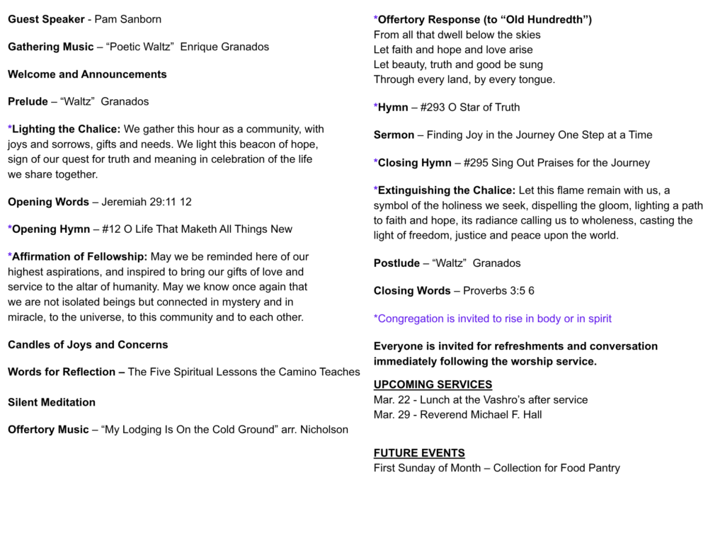 Sunday Order of Service