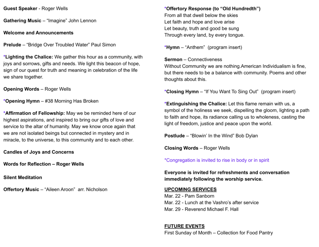 Sunday Order of Service