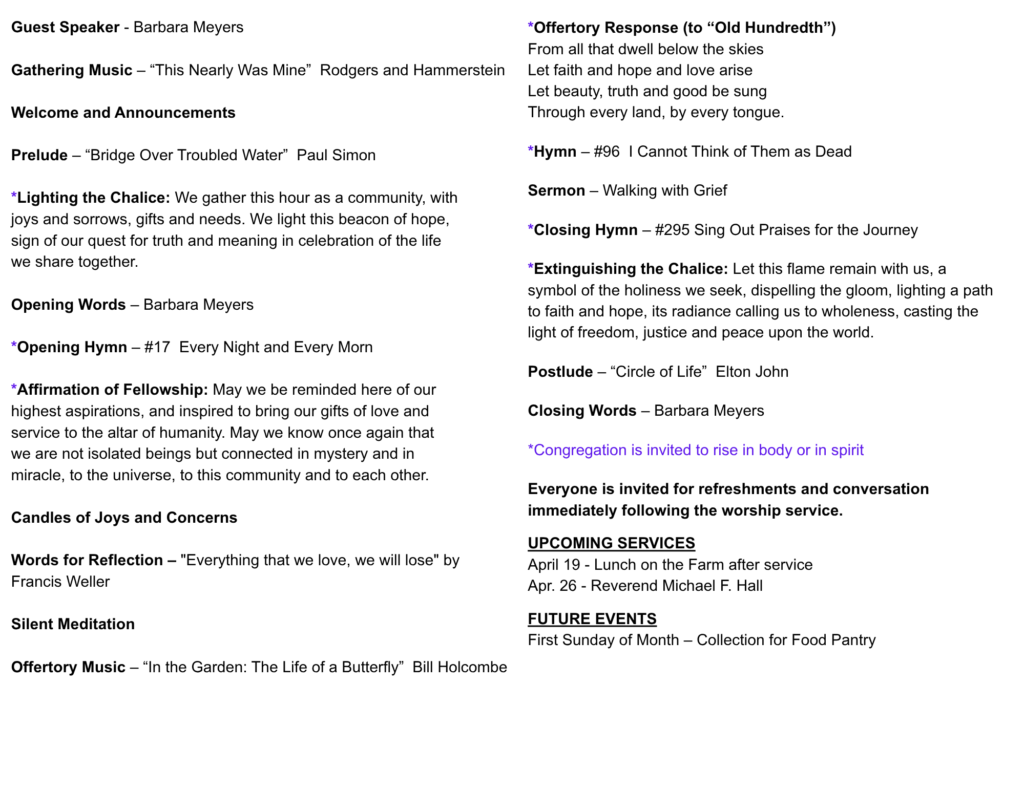 UUF Order of Service