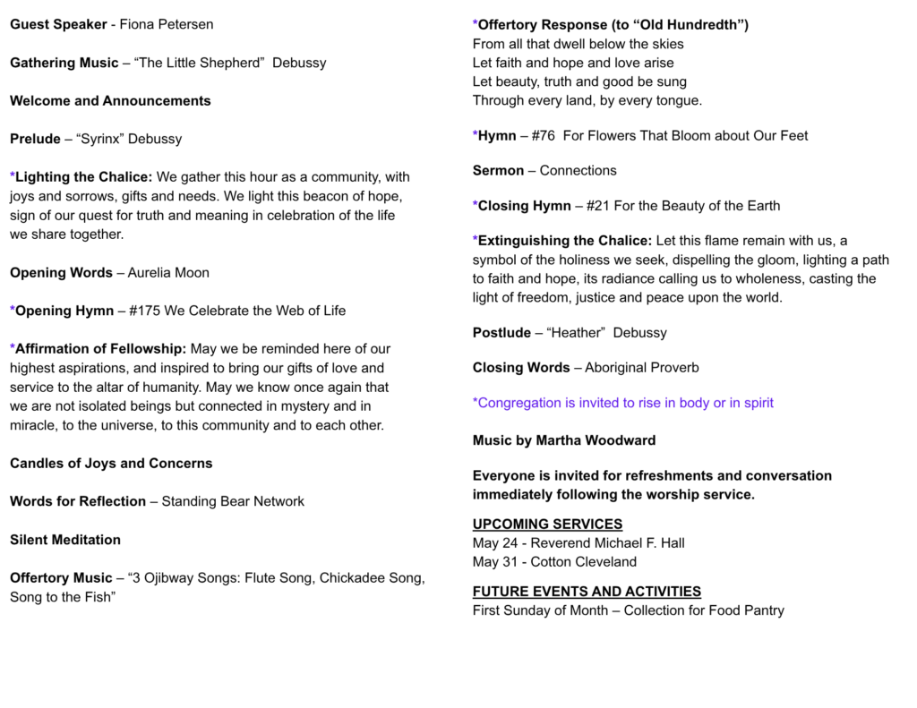 Sunday's Order of Service