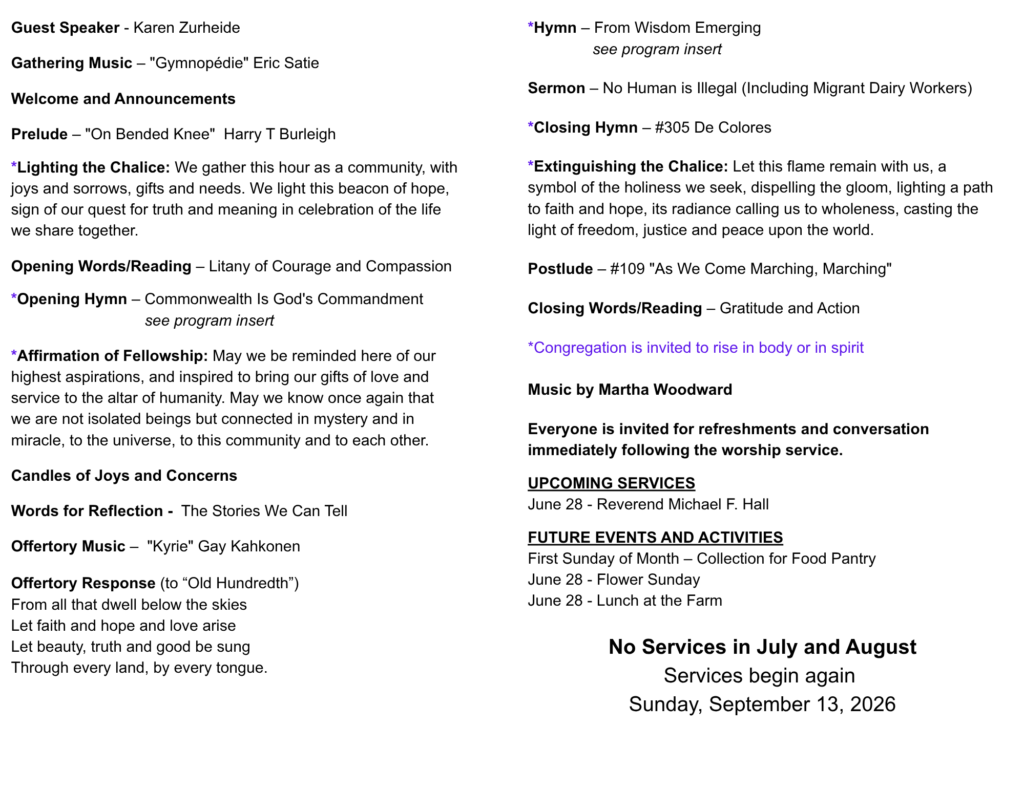 Sunday Order of Service