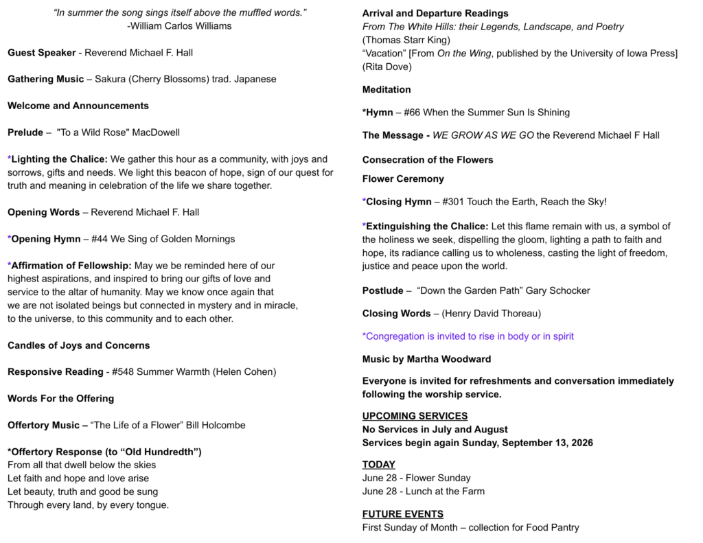 Sunday Order of Service
